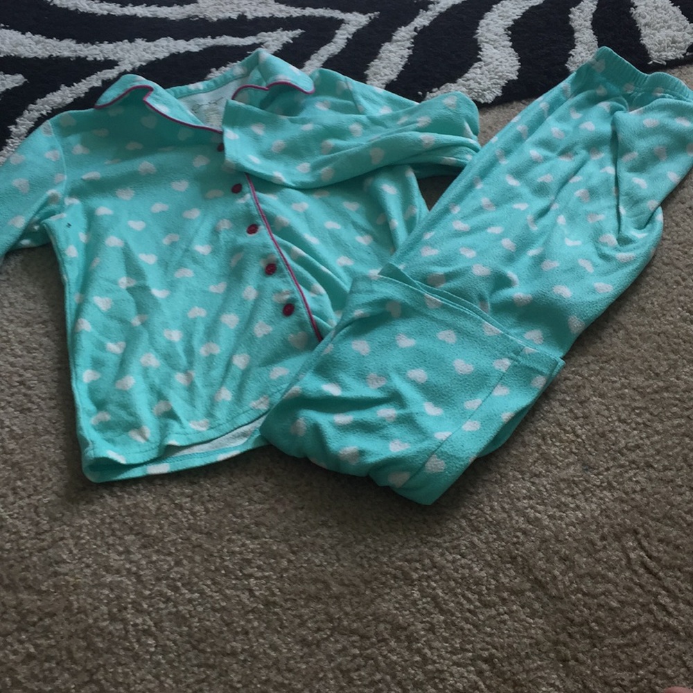 Teal heart pajamas